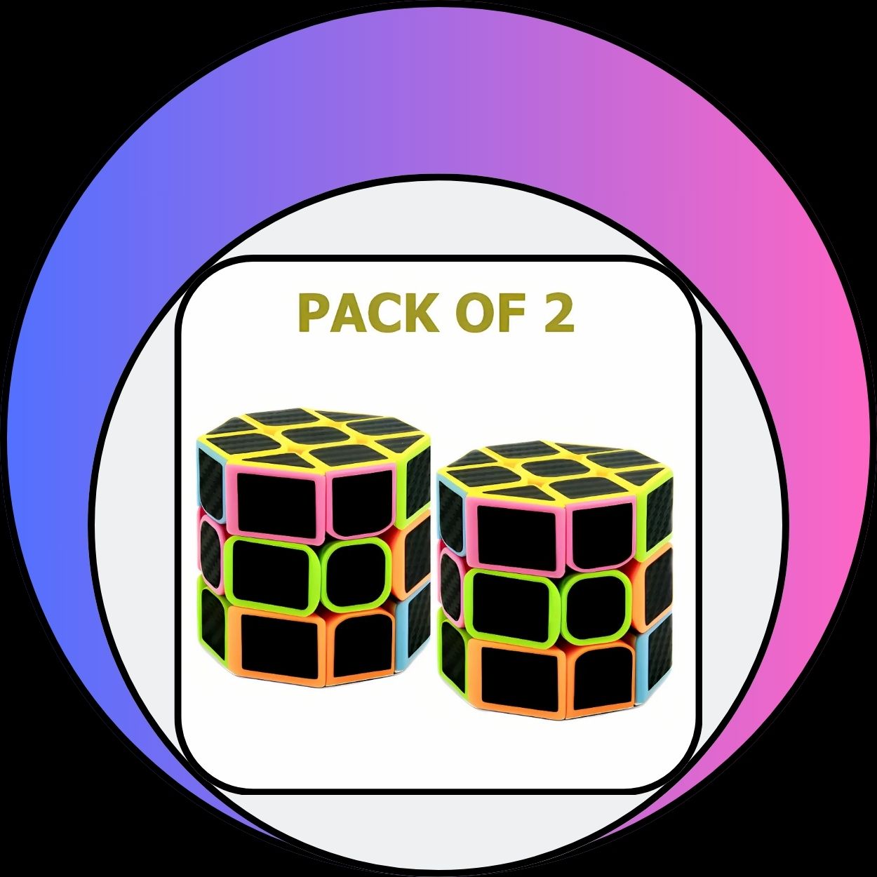 Pack Of 2 Colorful Octagonal Shaped Puzzle Cube Toys (3x3x3)