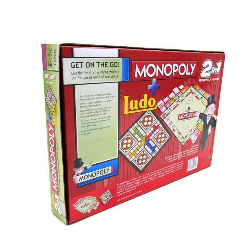 2 in 1 Monopoly Property Trading + Ludo Board Game