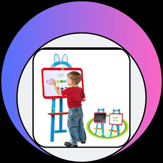 3 In 1 Hello Kitty Learning Easel With White Magnetic, Chalk And Paper Clip Board